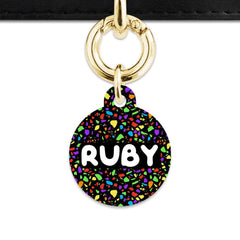 Black Rainbow Terrazzo Pet ID Tag