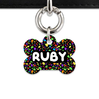 Bailey And Bone Pet Tag Black Rainbow Terrazzo Pet Tag