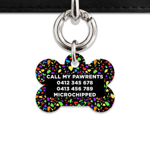 Bailey And Bone Pet Tag Black Rainbow Terrazzo Pet Tag