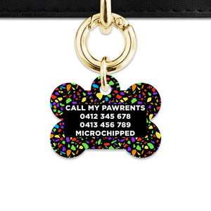 Bailey And Bone Pet Tag Black Rainbow Terrazzo Pet Tag