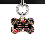 Bailey And Bone Pet Tag Black Vintage Flowers Pet Tag