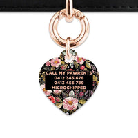 Bailey And Bone Pet Tag Black Vintage Flowers Pet Tag