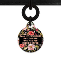 Bailey And Bone Pet Tag Black Vintage Flowers Pet Tag
