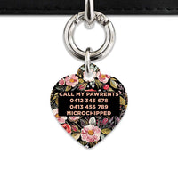 Bailey And Bone Pet Tag Black Vintage Flowers Pet Tag