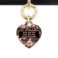 Bailey And Bone Pet Tag Black Vintage Flowers Pet Tag