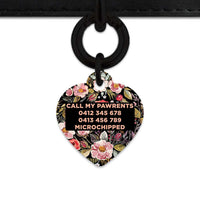 Bailey And Bone Pet Tag Black Vintage Flowers Pet Tag