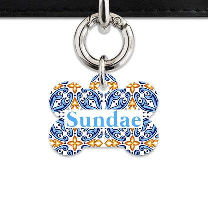 Bailey And Bone Pet Tag Blue And Orange Tiles Pet Tag