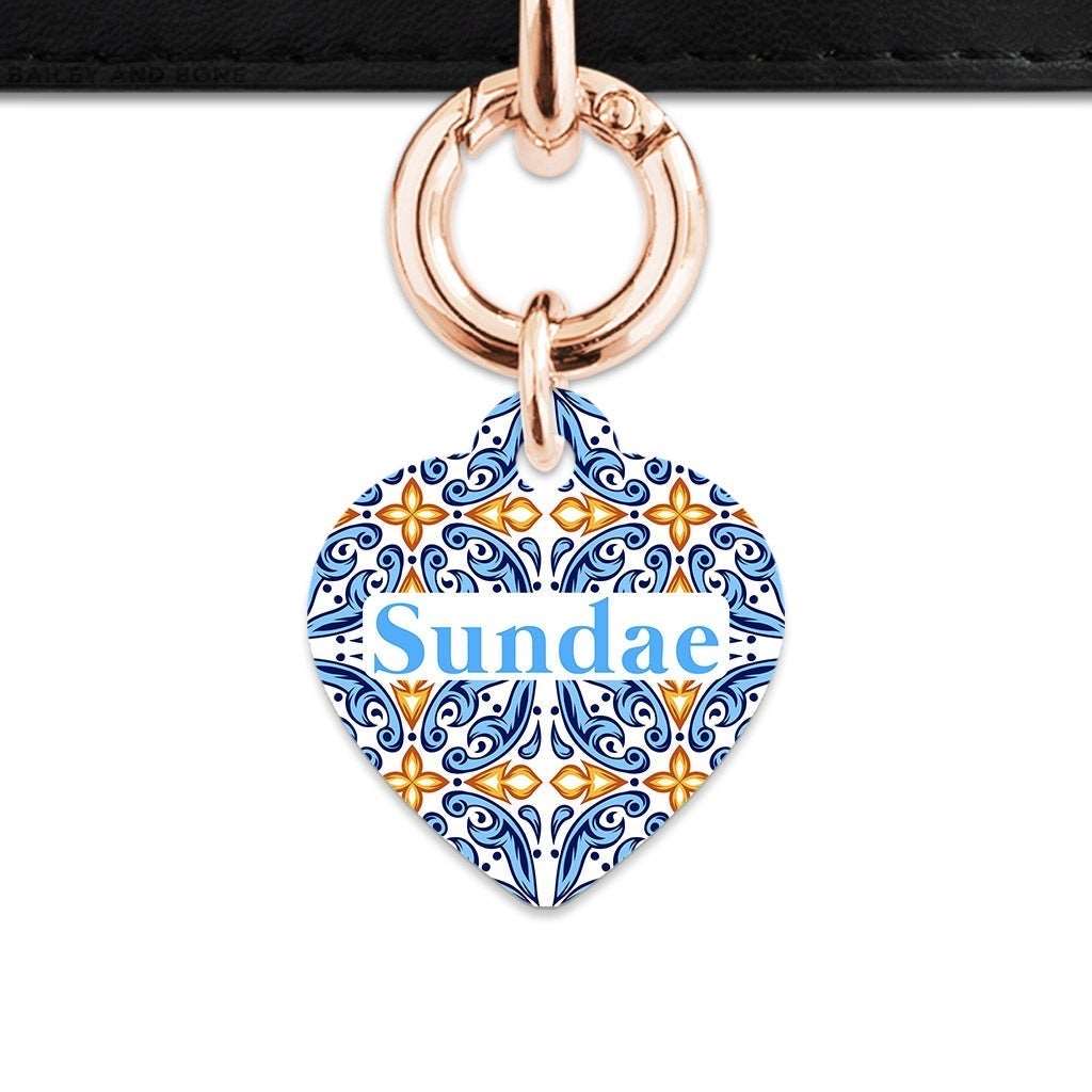 Bailey And Bone Pet Tag Blue And Orange Tiles Pet Tag