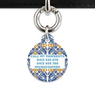 Bailey And Bone Pet Tag Blue And Orange Tiles Pet Tag