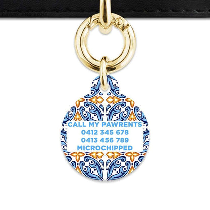 Bailey And Bone Pet Tag Blue And Orange Tiles Pet Tag