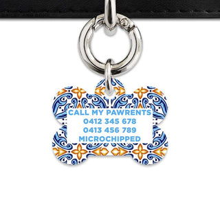 Bailey And Bone Pet Tag Blue And Orange Tiles Pet Tag