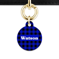 Bailey And Bone Pet Tag Blue Plaid Pet Tag