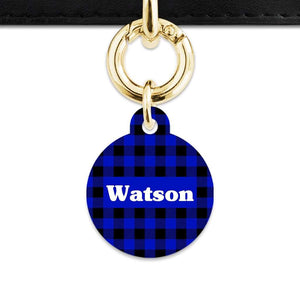 Bailey And Bone Pet Tag Blue Plaid Pet Tag
