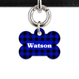 Bailey And Bone Pet Tag Blue Plaid Pet Tag