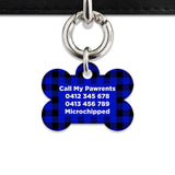 Bailey And Bone Pet Tag Blue Plaid Pet Tag