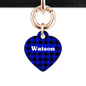 Bailey And Bone Pet Tag Blue Plaid Pet Tag