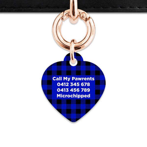 Bailey And Bone Pet Tag Blue Plaid Pet Tag