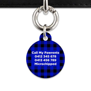 Bailey And Bone Pet Tag Blue Plaid Pet Tag