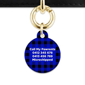 Bailey And Bone Pet Tag Blue Plaid Pet Tag