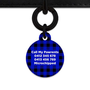 Bailey And Bone Pet Tag Blue Plaid Pet Tag