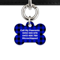Bailey And Bone Pet Tag Blue Plaid Pet Tag