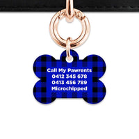 Bailey And Bone Pet Tag Blue Plaid Pet Tag