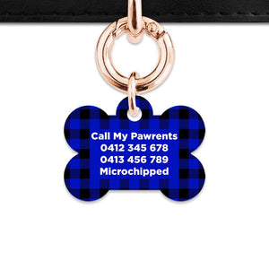 Bailey And Bone Pet Tag Blue Plaid Pet Tag