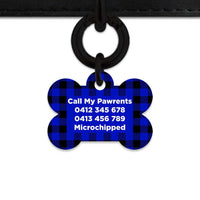 Bailey And Bone Pet Tag Blue Plaid Pet Tag