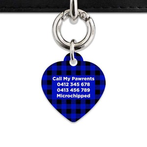 Bailey And Bone Pet Tag Blue Plaid Pet Tag