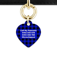 Bailey And Bone Pet Tag Blue Plaid Pet Tag