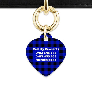 Bailey And Bone Pet Tag Blue Plaid Pet Tag