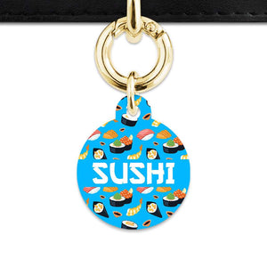 Bailey And Bone Pet Tag Blue Sushi Pattern Pet Tag