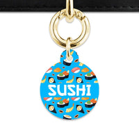 Bailey And Bone Pet Tag Blue Sushi Pattern Pet Tag