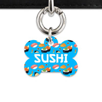 Bailey And Bone Pet Tag Blue Sushi Pattern Pet Tag