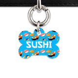 Bailey And Bone Pet Tag Blue Sushi Pattern Pet Tag