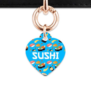 Bailey And Bone Pet Tag Blue Sushi Pattern Pet Tag