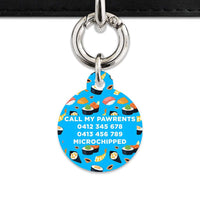 Bailey And Bone Pet Tag Blue Sushi Pattern Pet Tag