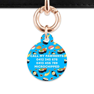 Bailey And Bone Pet Tag Blue Sushi Pattern Pet Tag