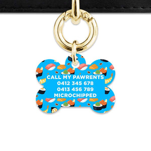 Bailey And Bone Pet Tag Blue Sushi Pattern Pet Tag