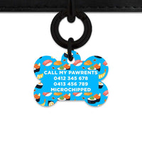Bailey And Bone Pet Tag Blue Sushi Pattern Pet Tag