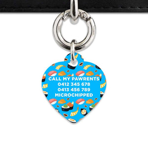 Bailey And Bone Pet Tag Blue Sushi Pattern Pet Tag