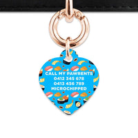 Bailey And Bone Pet Tag Blue Sushi Pattern Pet Tag