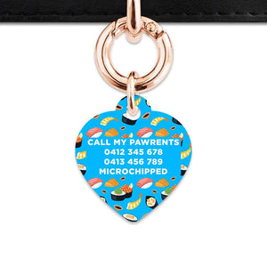 Bailey And Bone Pet Tag Blue Sushi Pattern Pet Tag
