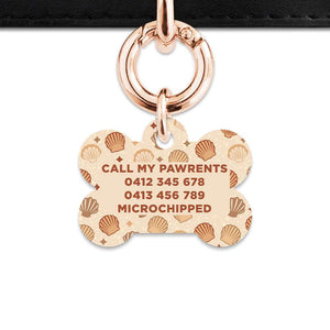 Bailey And Bone Pet Tag Boho Beige Seashells Pet Tag
