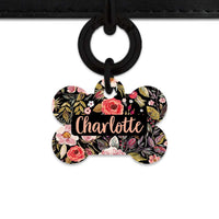 Bailey And Bone Pet Tag Bone / Black Black Vintage Flowers Pet Tag