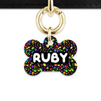 Bailey And Bone Pet Tag Bone / Gold Black Rainbow Terrazzo Pet Tag