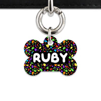 Bailey And Bone Pet Tag Bone / Silver Black Rainbow Terrazzo Pet Tag