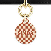 Bailey And Bone Pet Tag Brown And Beige Checkers Pet Tag