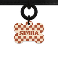 Bailey And Bone Pet Tag Brown And Beige Checkers Pet Tag