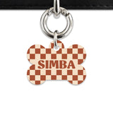 Bailey And Bone Pet Tag Brown And Beige Checkers Pet Tag
